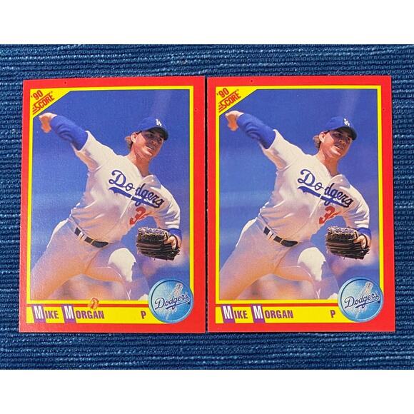 1990 Score Mike Morgan Print Dot Flaw Error Los Angeles Dodgers 974A - Picture 2 of 2